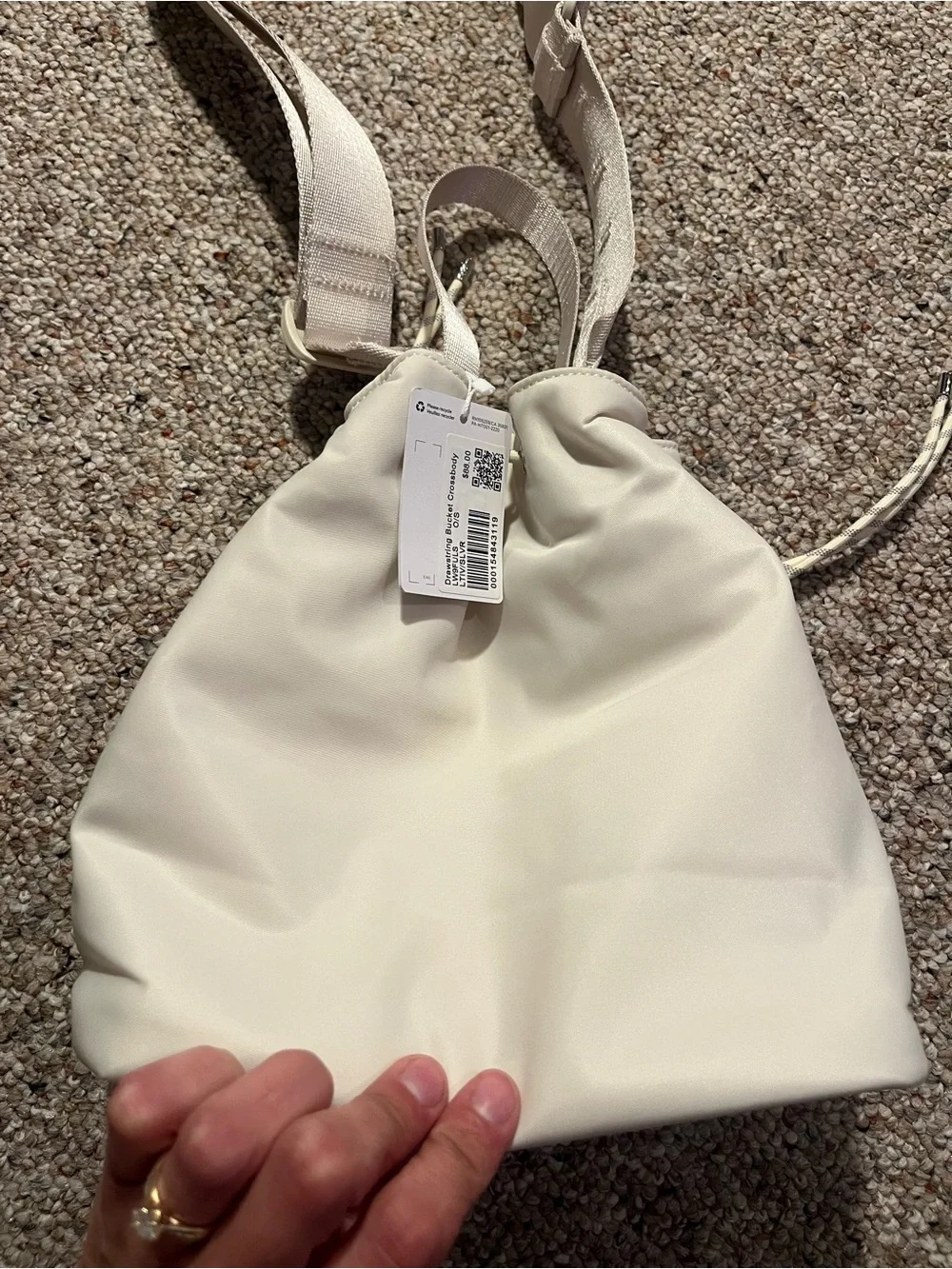 lululemon athletica Cream Drawstring Bucket Crossbody Bag